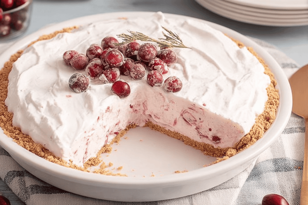 No-Bake Cranberry Cream Pie Delight