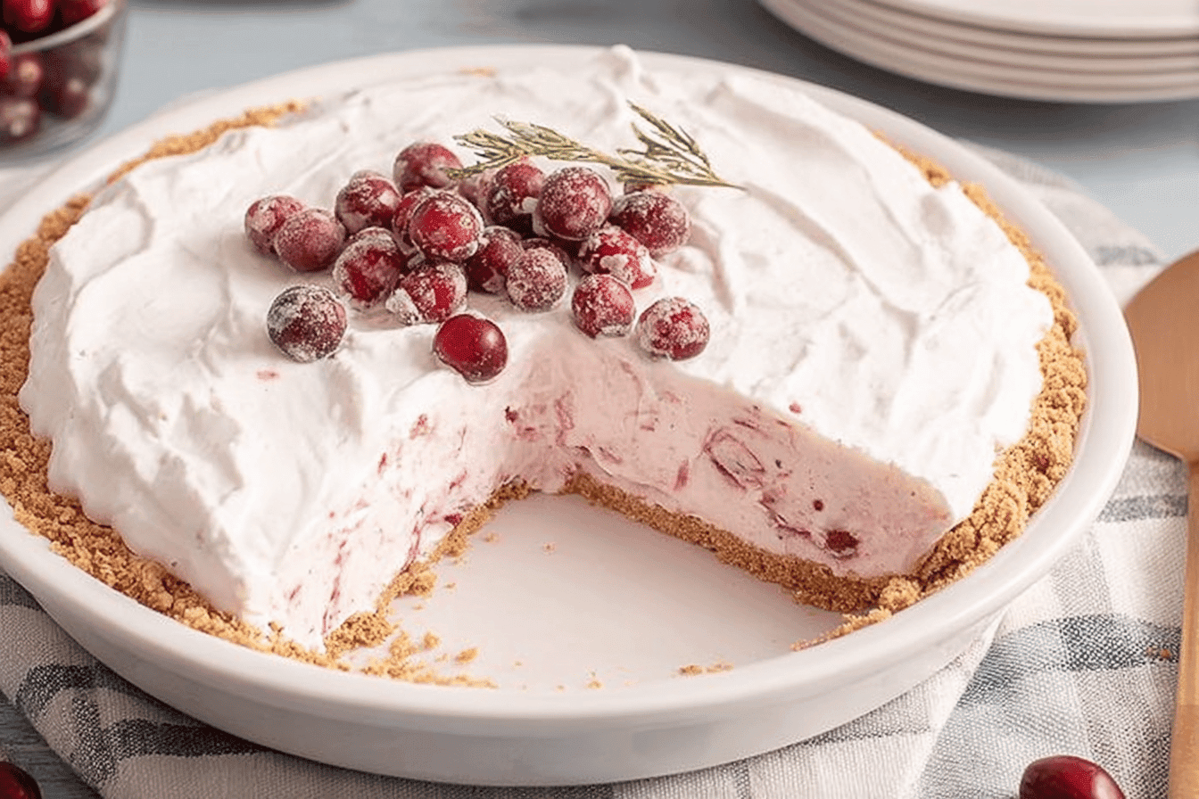 No-Bake Cranberry Cream Pie Delight