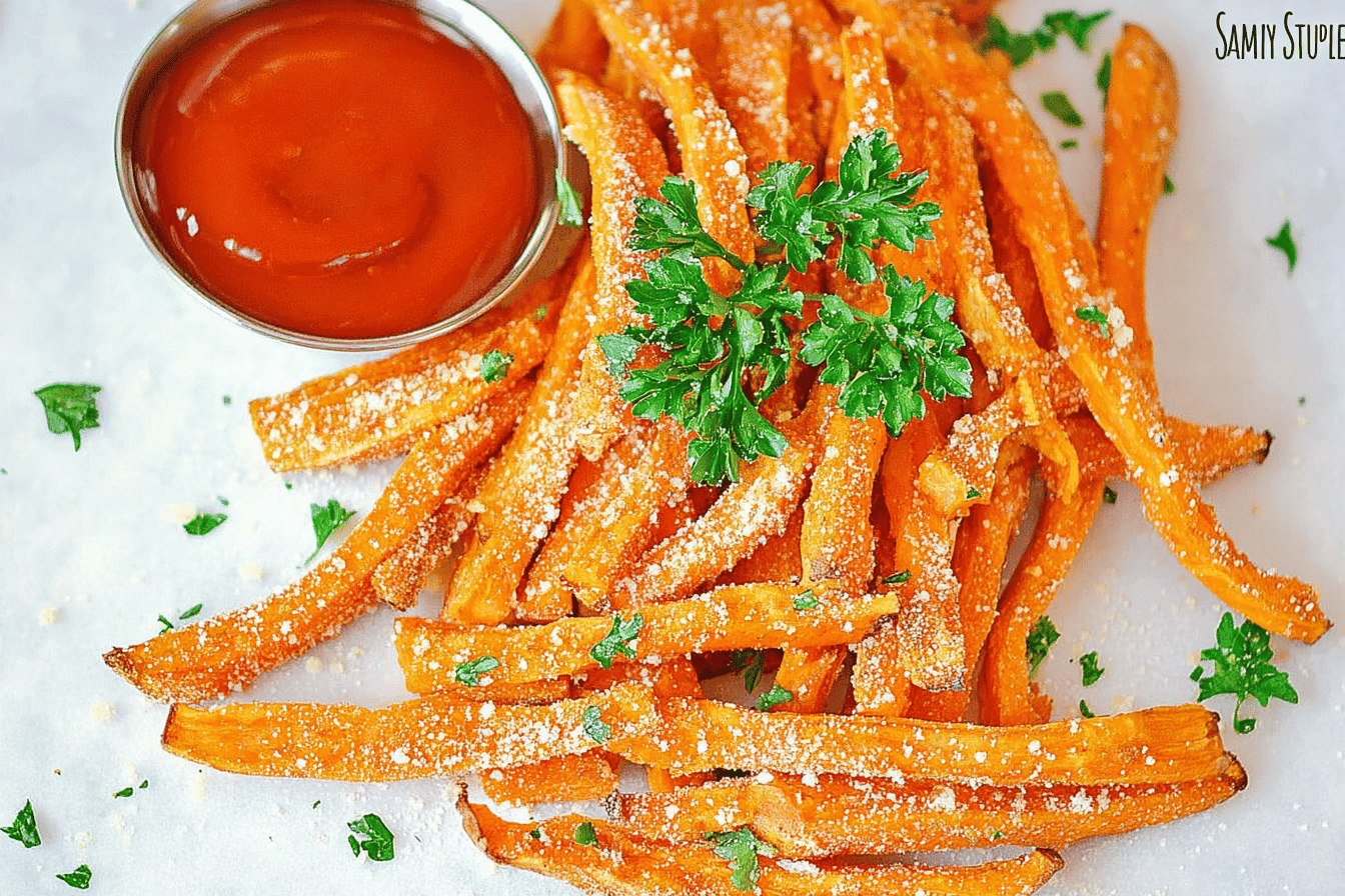 Baked Parmesan Sweet Potato Fries Recipe