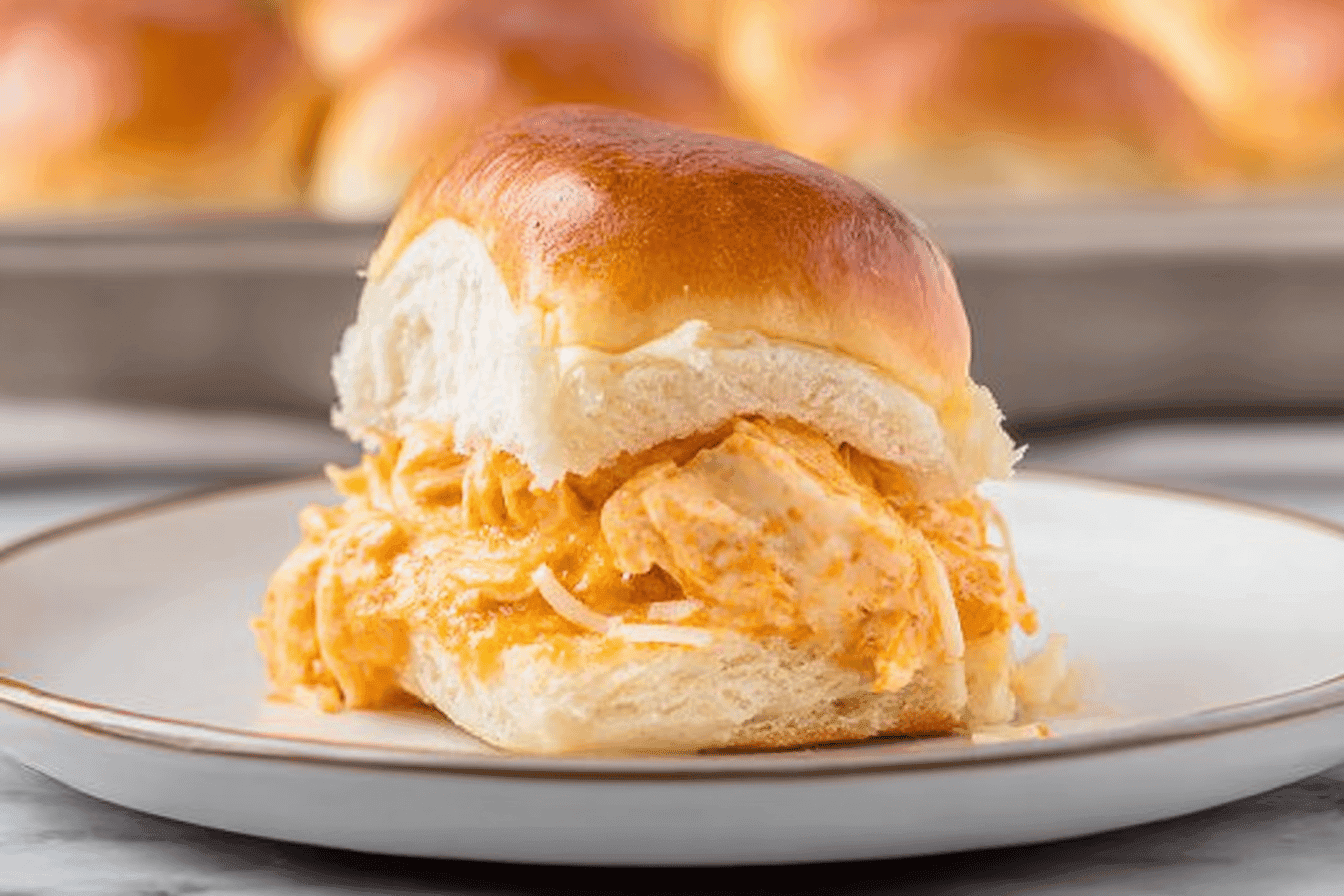 Buffalo Chicken Sliders on Hawaiian Rolls