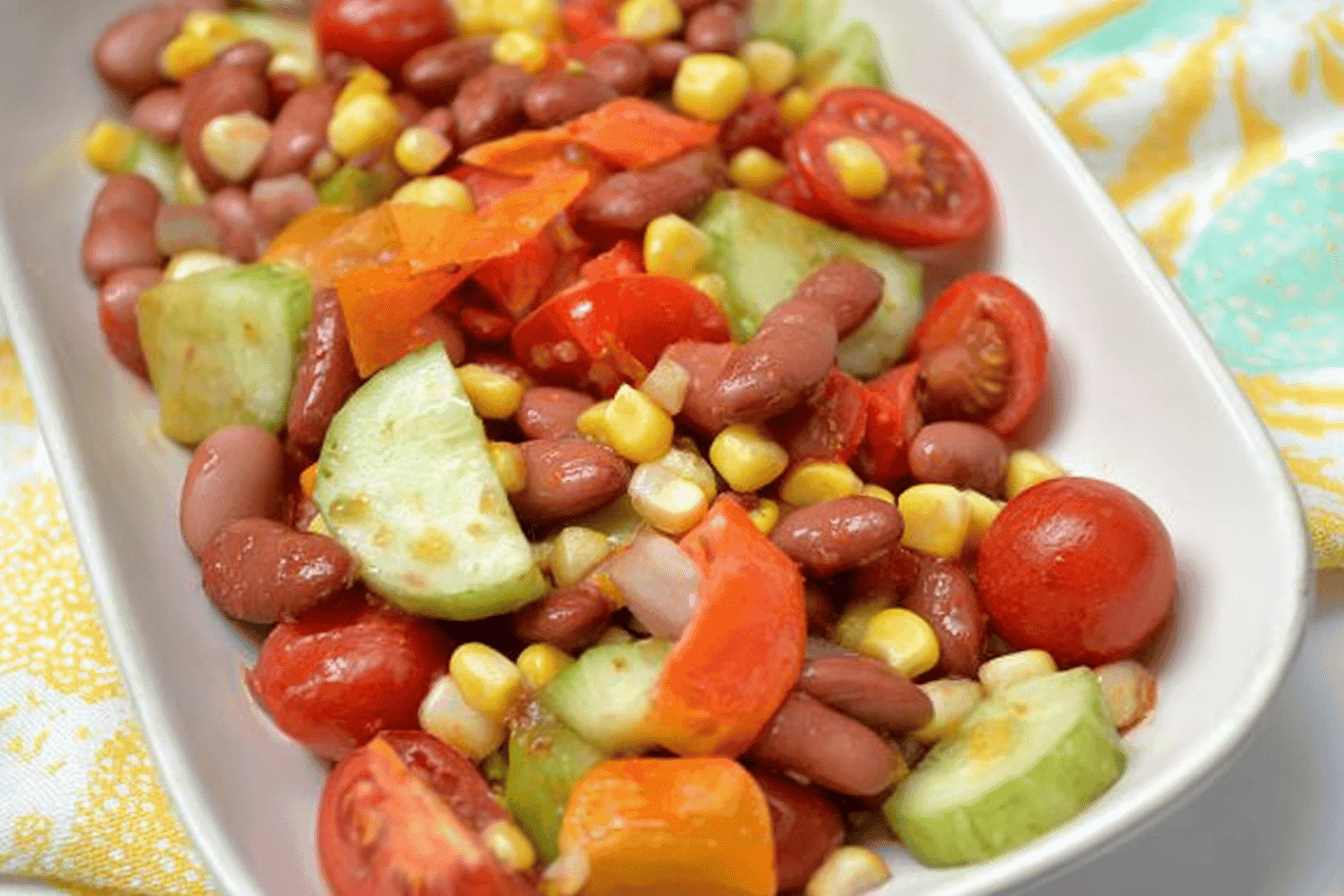 Colorful Bean Salad with Veggies and Chili Vinaigrette