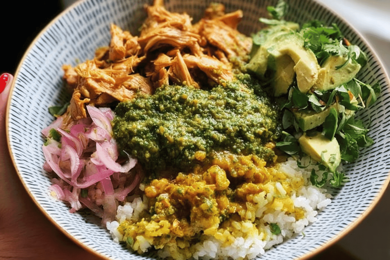 Crockpot Chicken Bowls with Cilantro Pesto