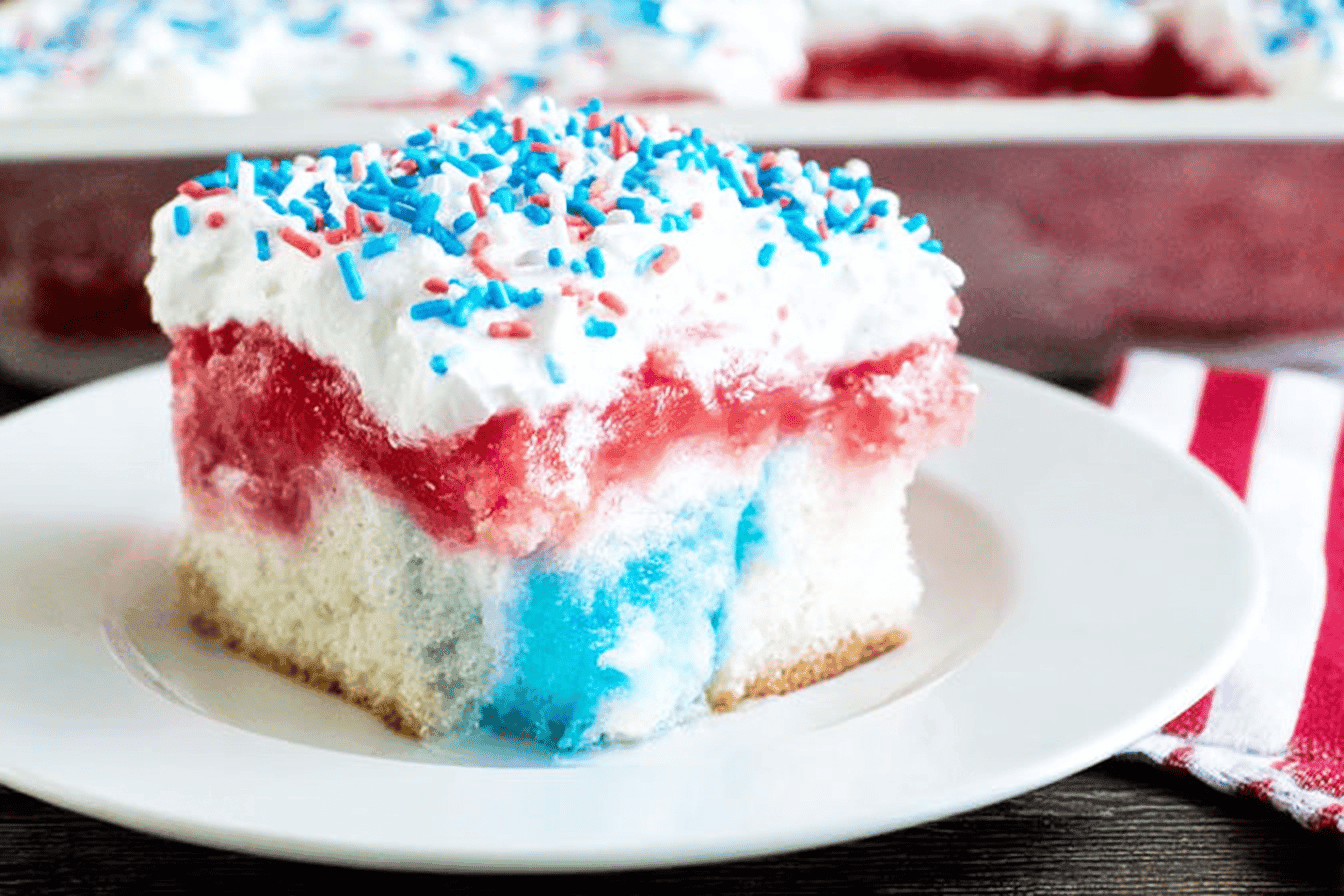 Firecracker 4th of July Poke Cake Recipe