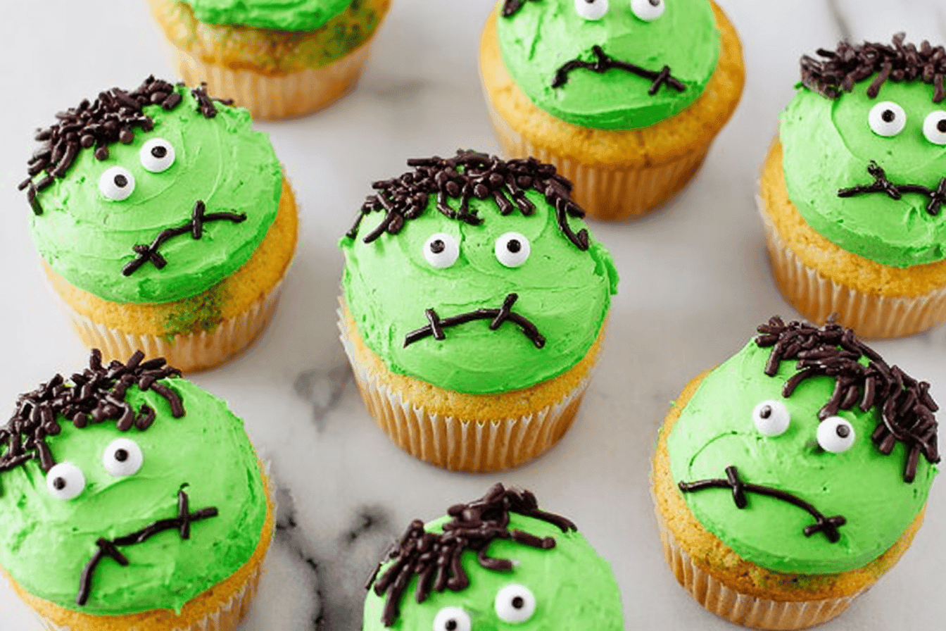Frankenstein Cupcakes Recipe for Halloween Fun