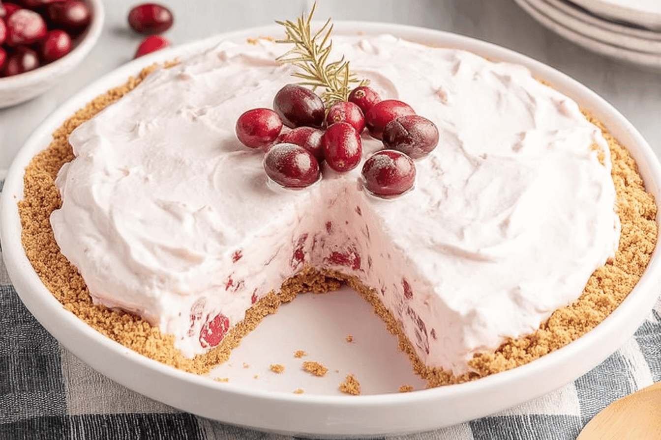 No-Bake Cranberry Cream Pie Delight