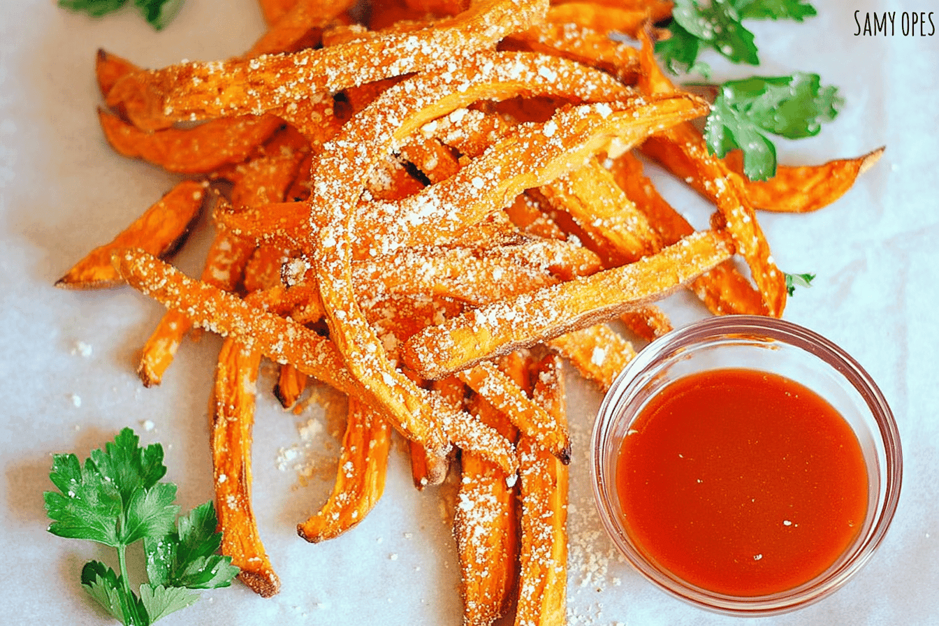 Baked Parmesan Sweet Potato Fries Recipe