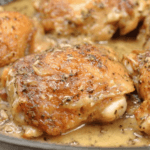 Garlic Roasted Chicken Thighs with Parmesan Gravy