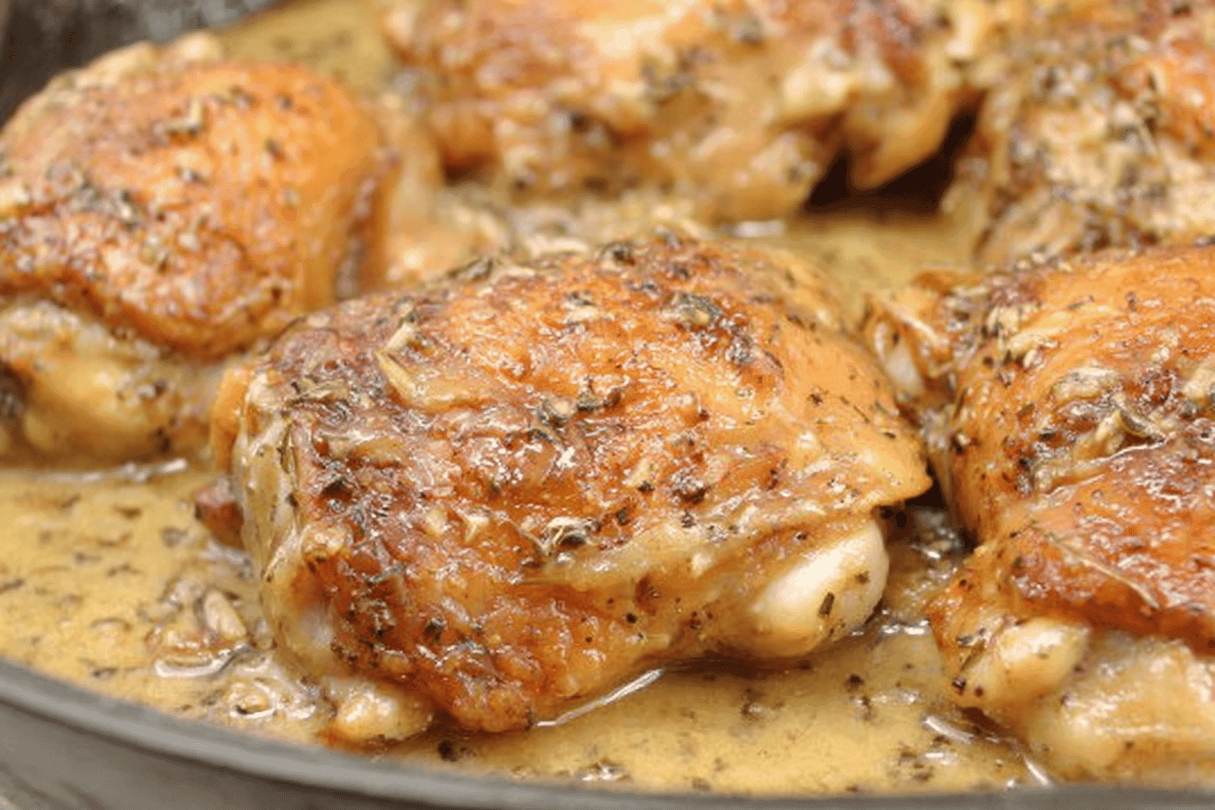Garlic Roasted Chicken Thighs with Parmesan Gravy