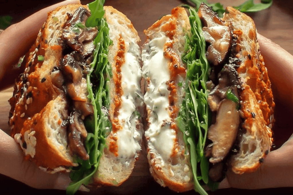 Roasted Mushroom Sandwich with Horseradish Aioli