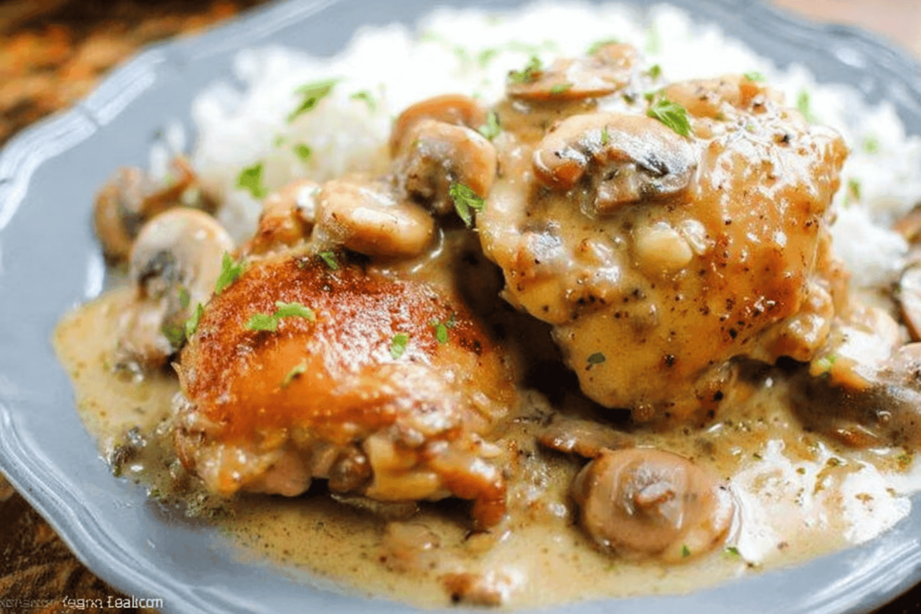 Slow Cooker Mushroom Mustard Chicken Recipe