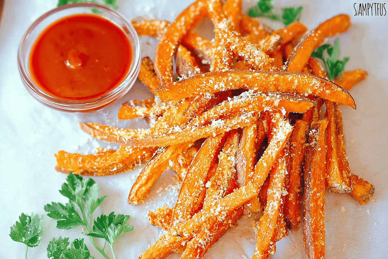 Baked Parmesan Sweet Potato Fries Recipe