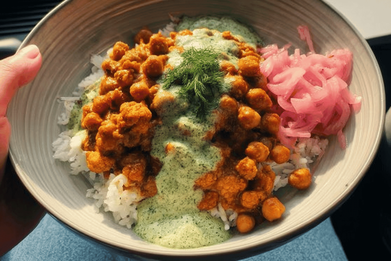 Butter Cauliflower and Chickpeas with Herb Sauce