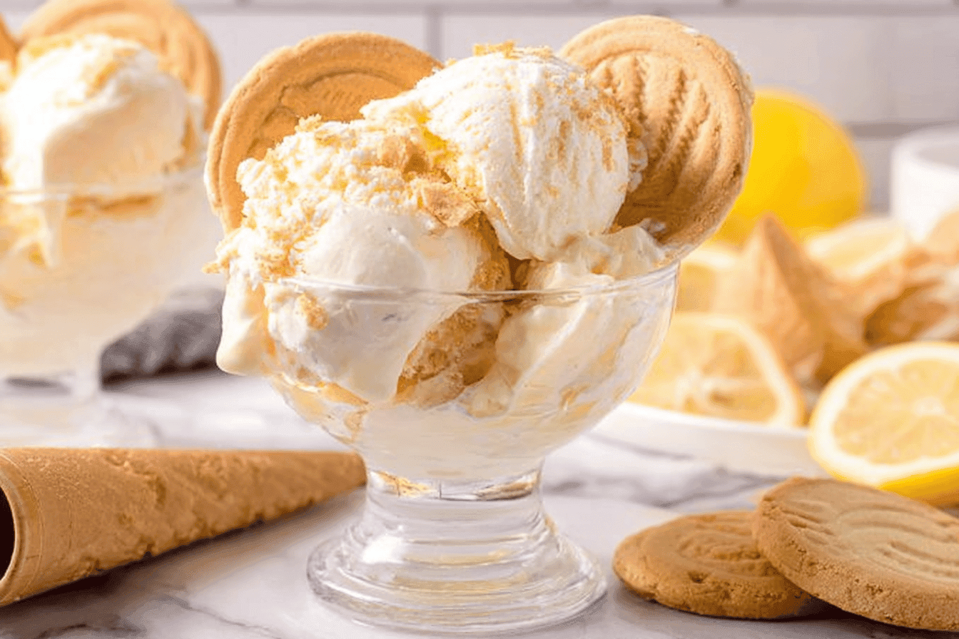 No Churn Lemon Shortbread Ice Cream Recipe