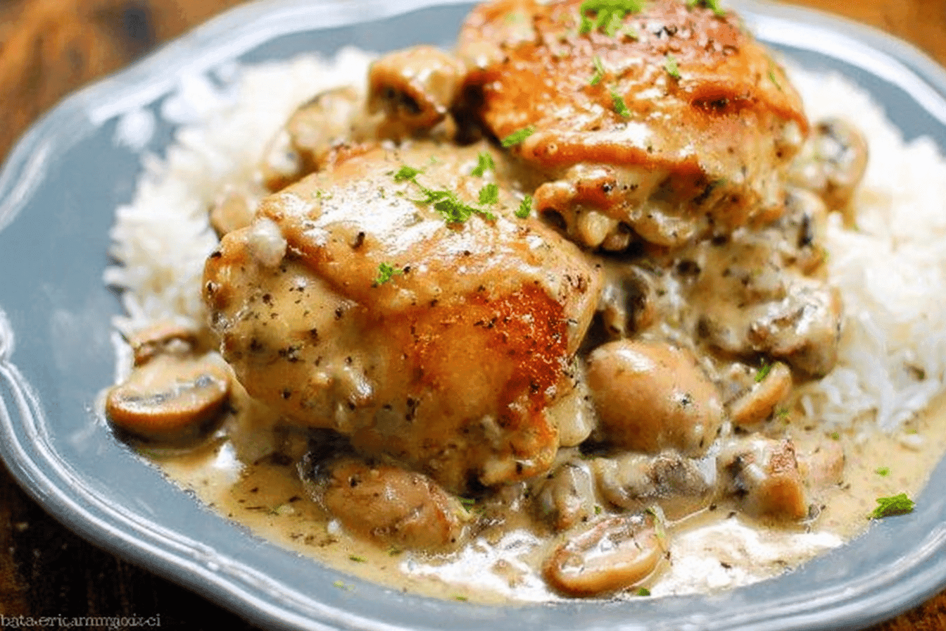 Slow Cooker Mushroom Mustard Chicken Recipe