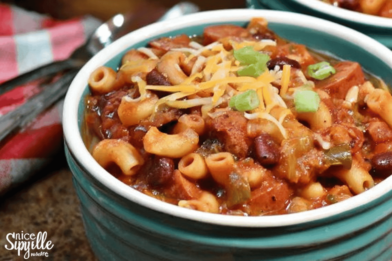 Spicy Slow Cooker Sausage Bean Pasta Soup