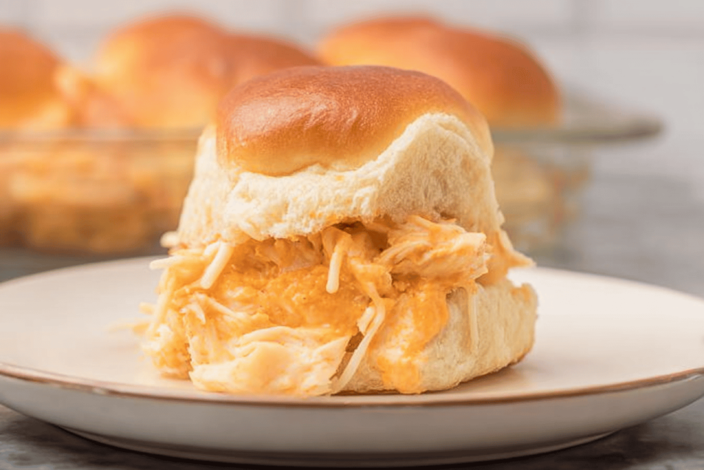 Buffalo Chicken Sliders on Hawaiian Rolls